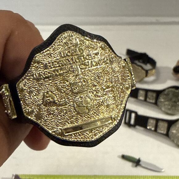 WWE Tag Team Championship Title Belt Set lot Of Action Figure Accessories TNA - Picture 5 of 10